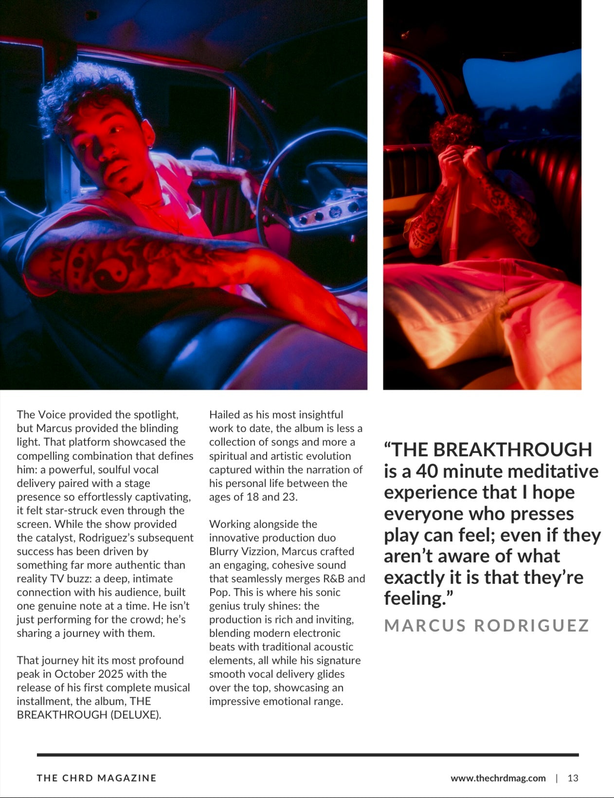 MARCUS RODRIGUEZ SIGNED "THE CHRD" UK MAGAZINE COVER 2025